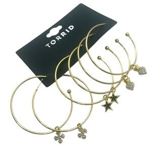 Torrid large gold plated hoop earrings crosses stars hearts new with tags